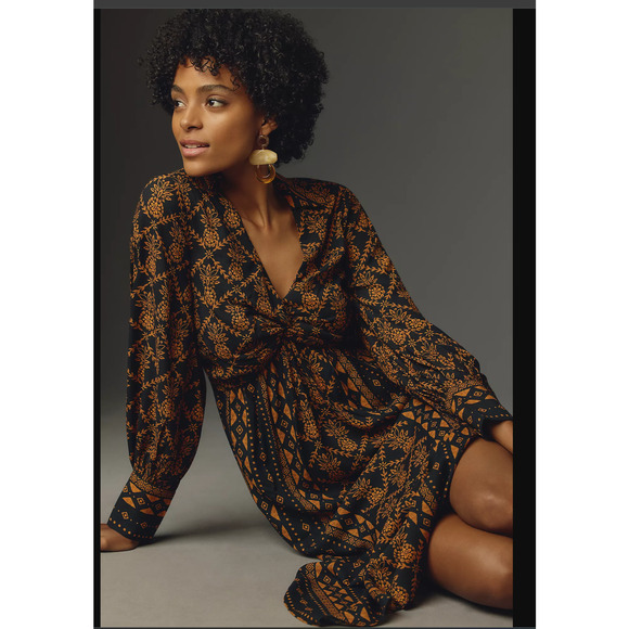 Farm Rio Printed Tie-Front Midi Dress-New Medium - Picture 2 of 5